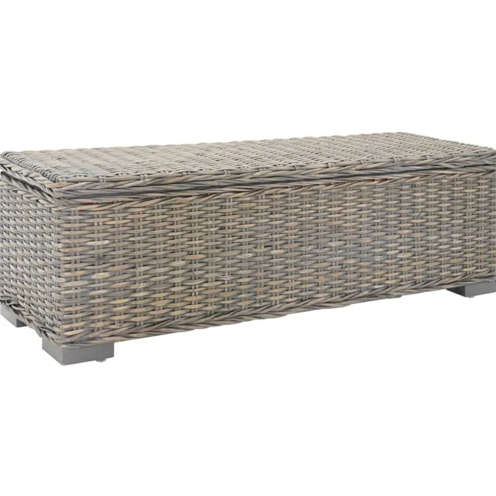 vidaXL Opbergbox 110 cm natuurlijk kubu rattan en mahoniehout grijs