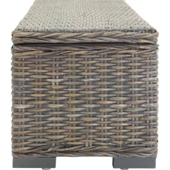 vidaXL Opbergbox 110 cm natuurlijk kubu rattan en mahoniehout grijs