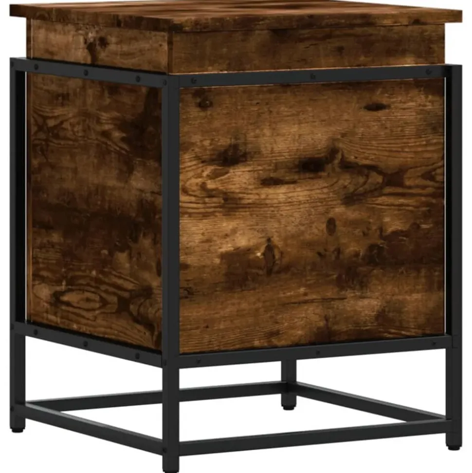 vidaXL Opbergbox met deksel 40x40x51,5 cm bewerkt hout gerookt eiken