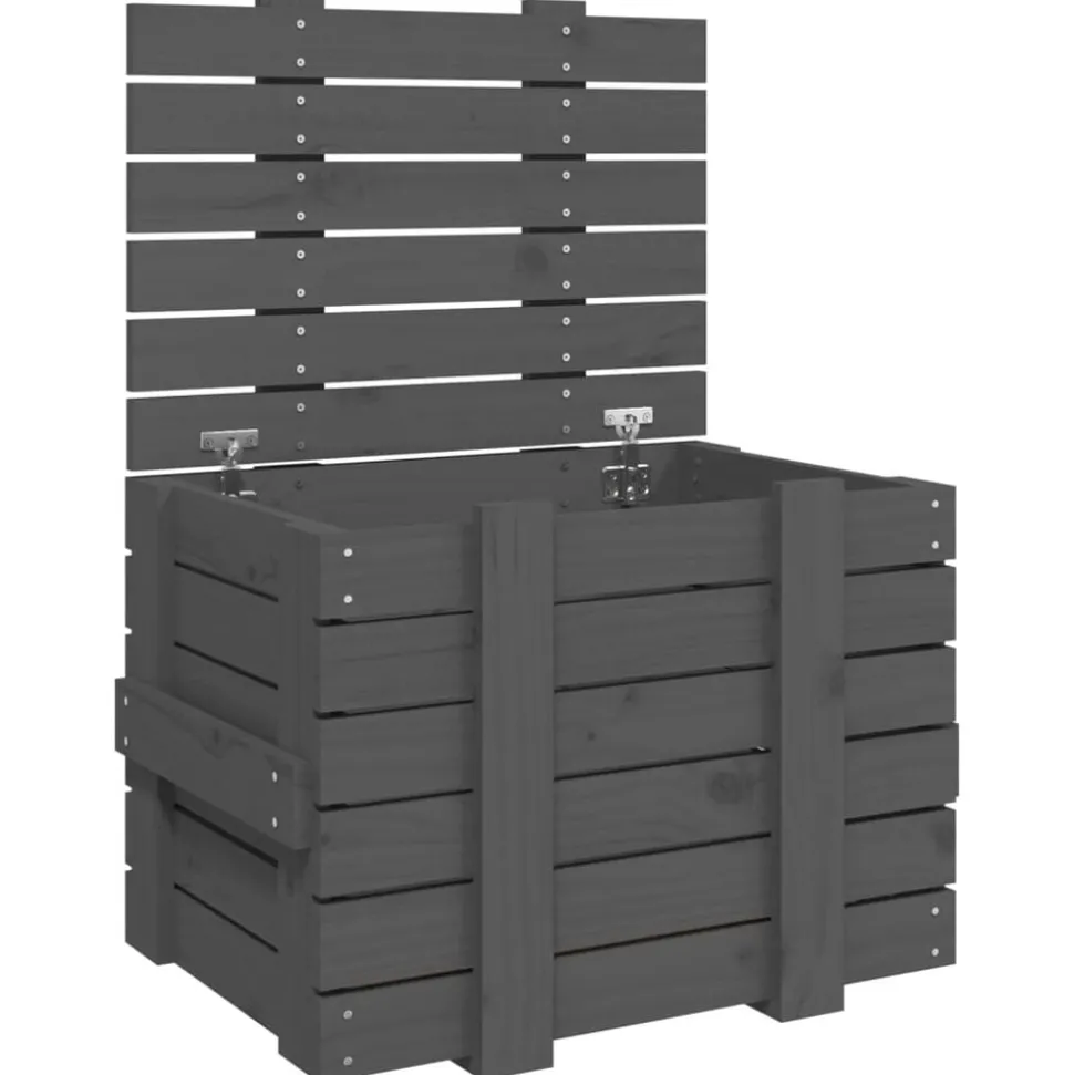 vidaXL Opbergbox 58x40,5x42 cm massief grenenhout grijs