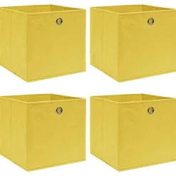 vidaXL Opbergboxen 4 st 32x32x32 cm stof geel