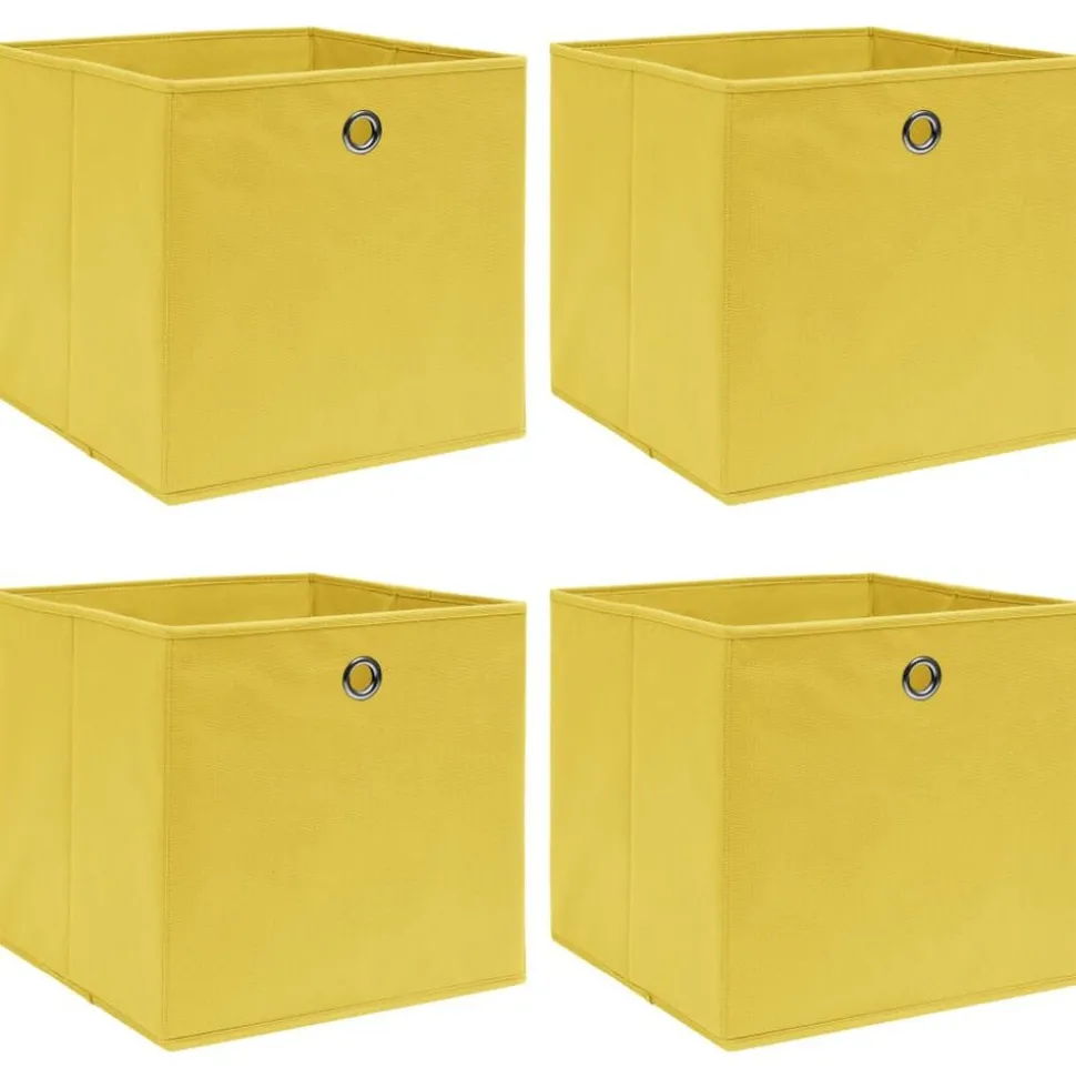 vidaXL Opbergboxen 4 st 32x32x32 cm stof geel