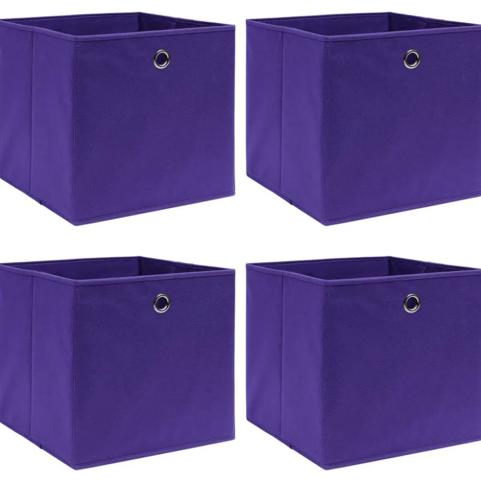 vidaXL Opbergboxen 4 st 32x32x32 cm stof paars