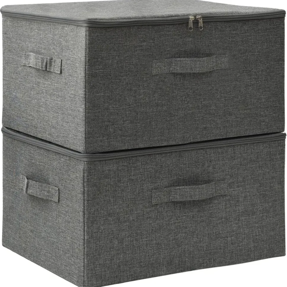 vidaXL Opbergboxen 2 st 43x34x23 cm stof antracietkleurig