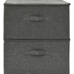 vidaXL Opbergboxen 2 st 43x34x23 cm stof antracietkleurig