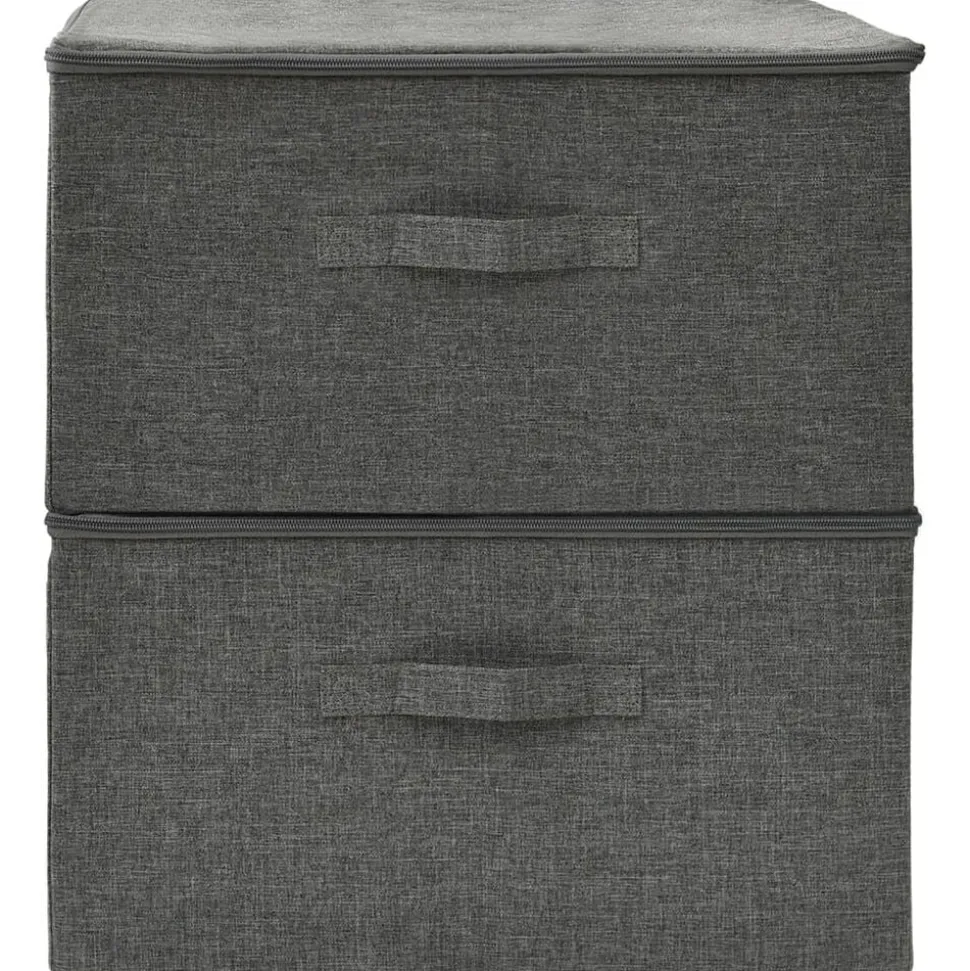 vidaXL Opbergboxen 2 st 43x34x23 cm stof antracietkleurig