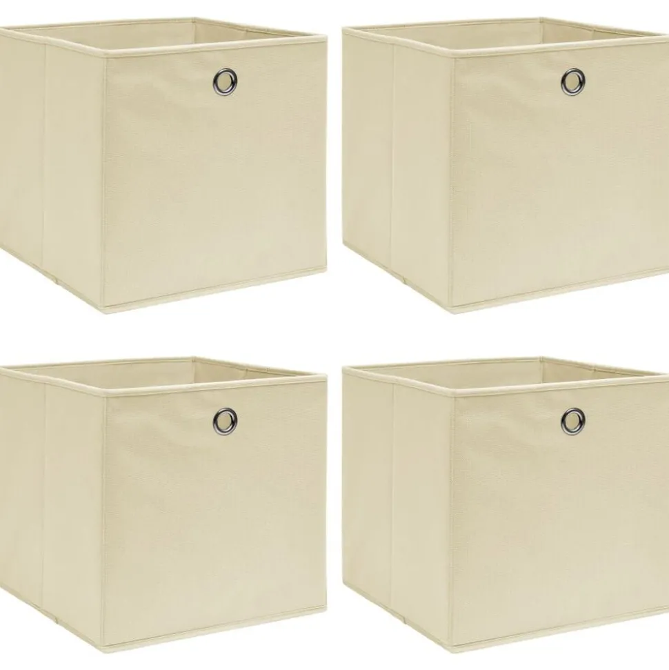 vidaXL Opbergboxen 4 st 32x32x32 cm stof crèmekleurig