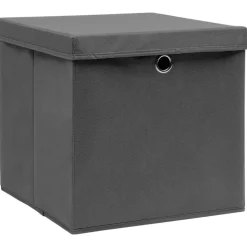 vidaXL Opbergboxen met deksel 4 st 28x28x28 cm zwart