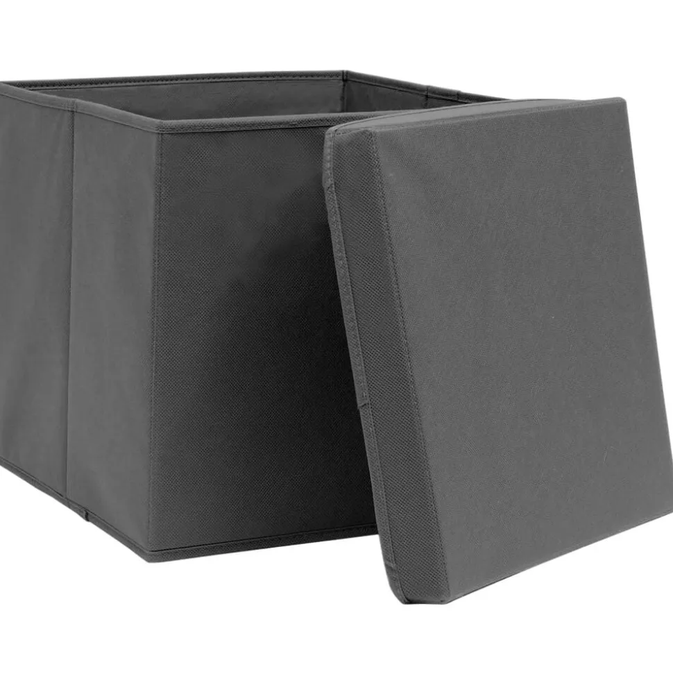 vidaXL Opbergboxen met deksel 4 st 28x28x28 cm zwart