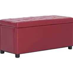 vidaXL Opberghocker 87,5 cm kunstleer wijnrood