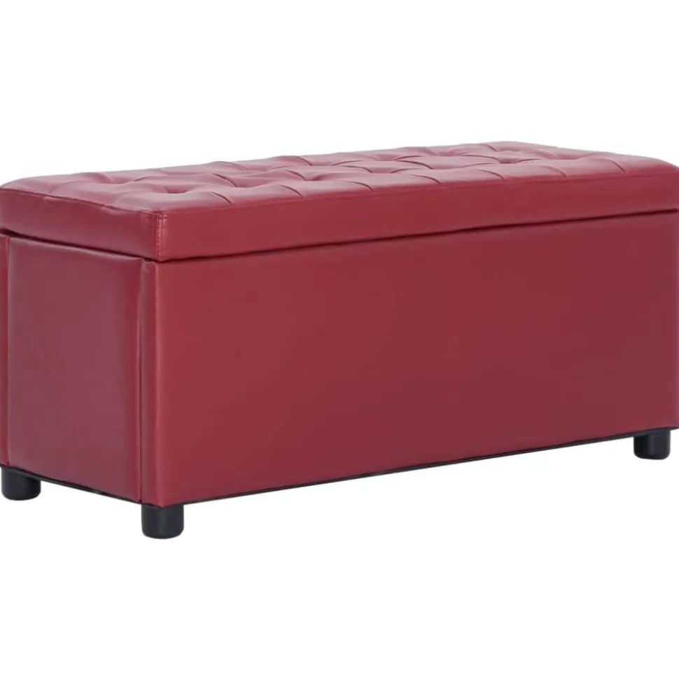 vidaXL Opberghocker 87,5 cm kunstleer wijnrood