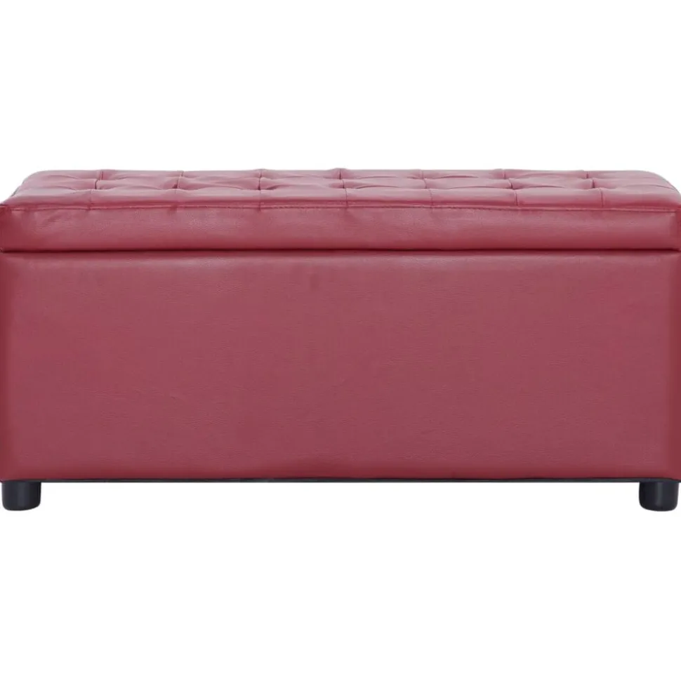 vidaXL Opberghocker 87,5 cm kunstleer wijnrood