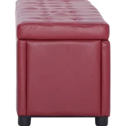 vidaXL Opberghocker 87,5 cm kunstleer wijnrood