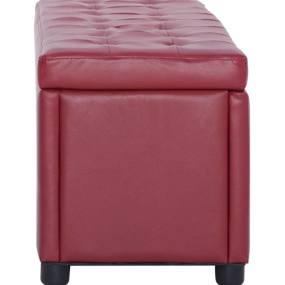 vidaXL Opberghocker 87,5 cm kunstleer wijnrood