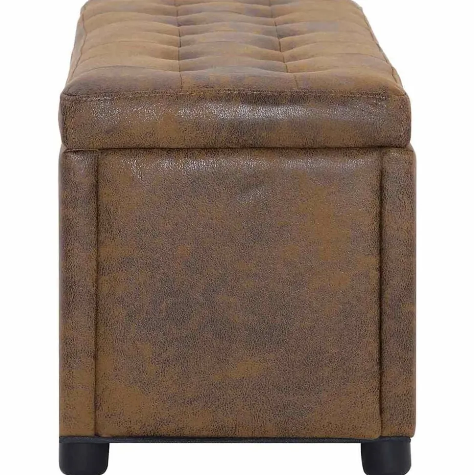 vidaXL Opberghocker 87,5 cm kunstsuède bruin