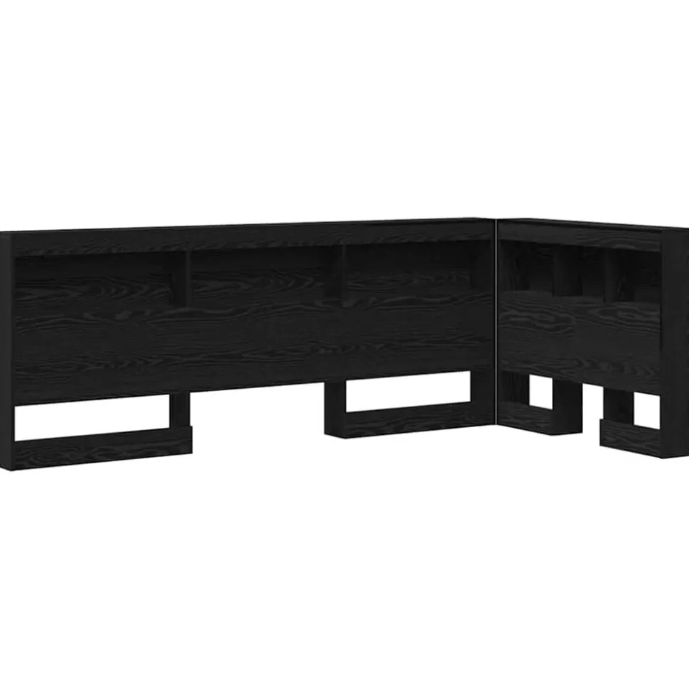 vidaXL Opberghoofdbord met plank Zwart Eiken 80 cm Bewerkt hout