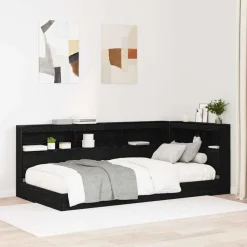 vidaXL Opberghoofdbord met plank Zwart Eiken 80 cm Bewerkt hout