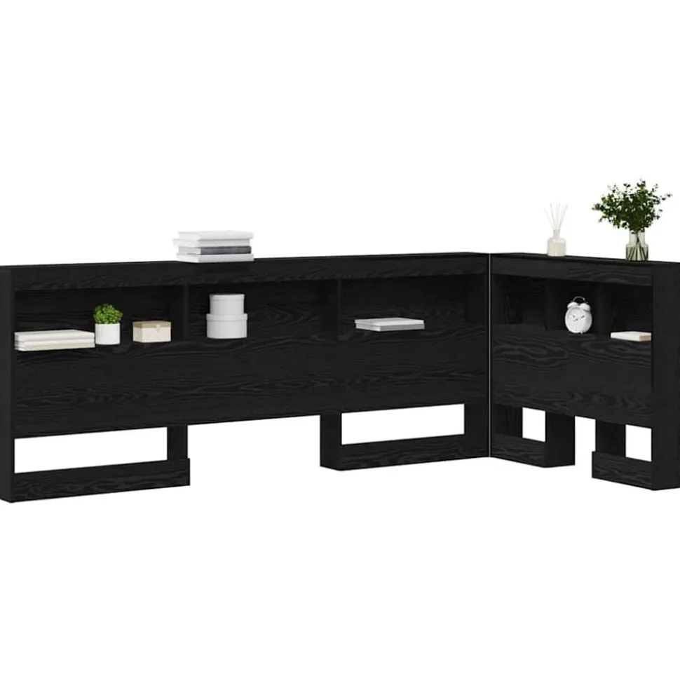 vidaXL Opberghoofdbord met plank Zwart Eiken 80 cm Bewerkt hout
