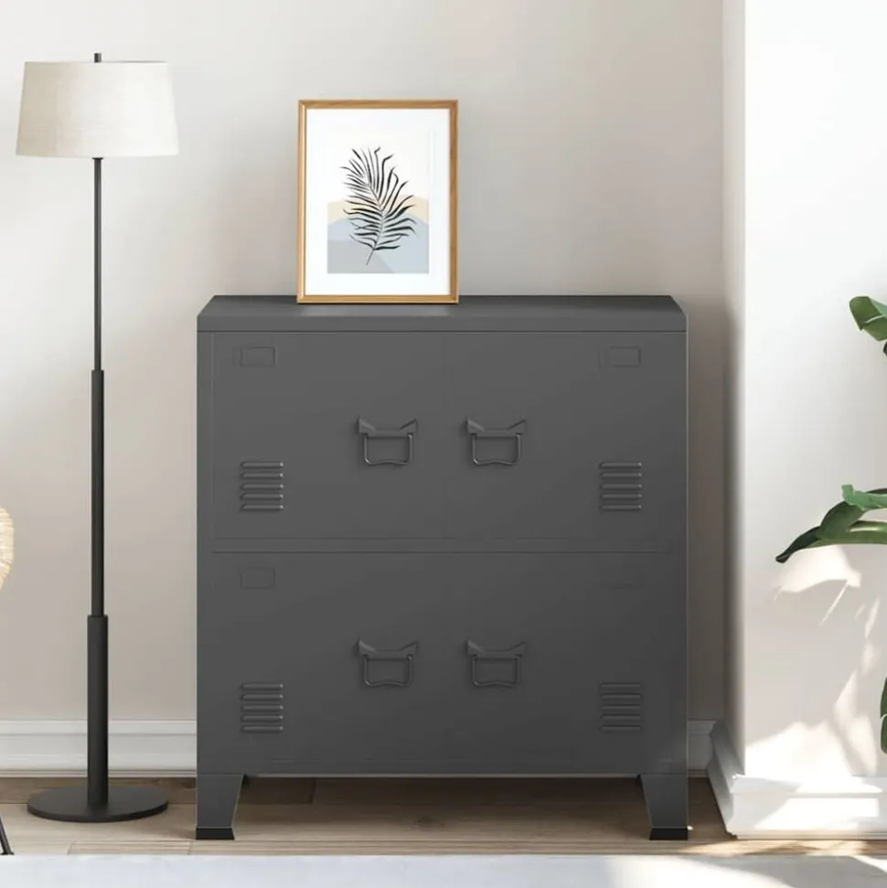 vidaXL Opbergkast industrieel 75x40x80 cm staal antracietkleurig