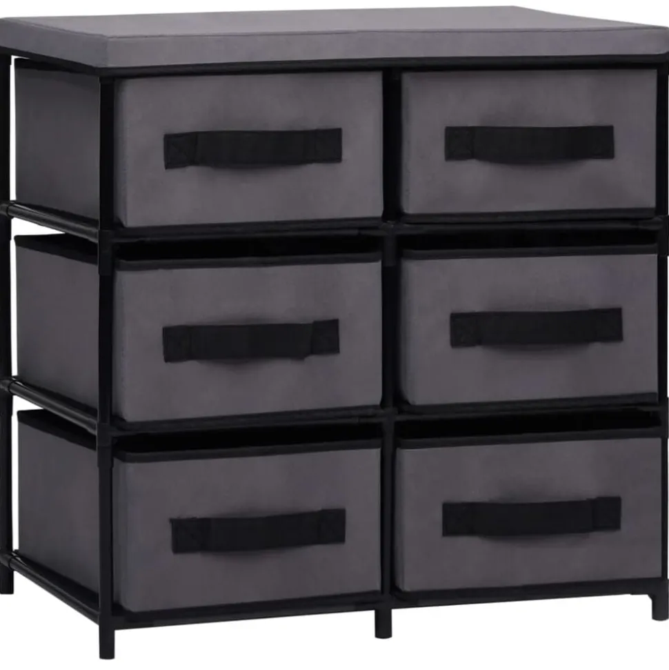 vidaXL Opbergkast met 6 lades 55x29x55 cm staal grijs