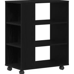 vidaXL Opbergkast met wiel Zwart Eiken 60 x 35 x 75 cm Bewerkt hout