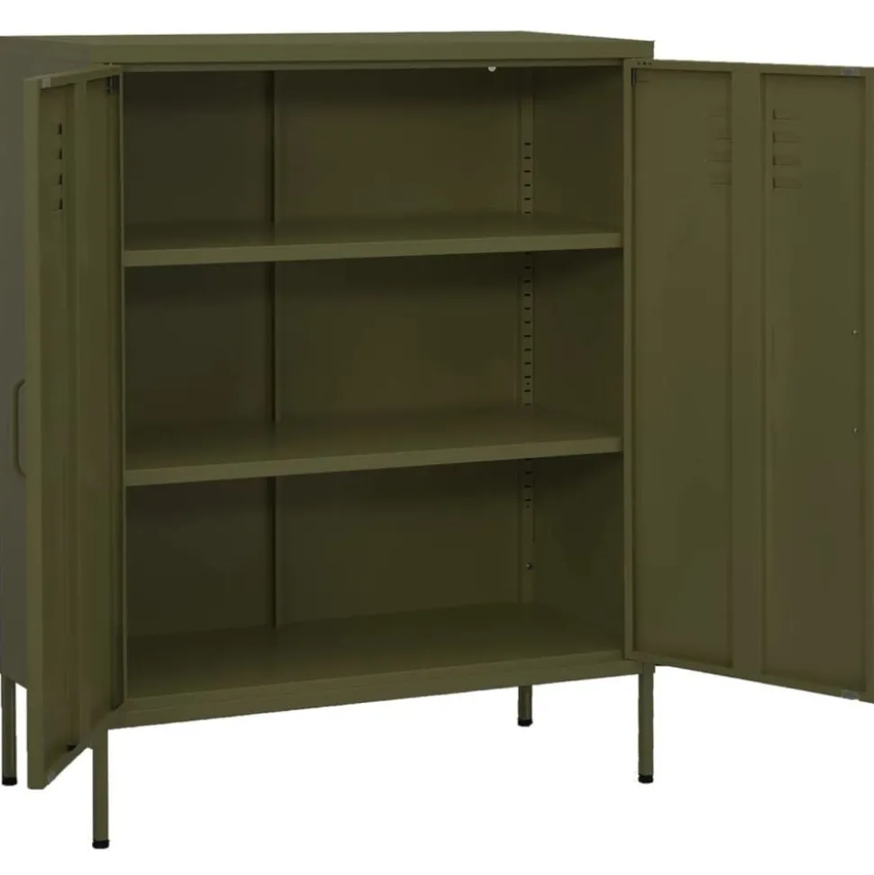 vidaXL Opbergkast 80x35x101,5 cm staal olijfgroen