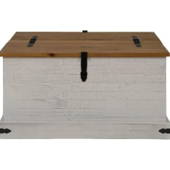 vidaXL Opbergkist HALDEN wit 91x91x47 cm massief grenenhout