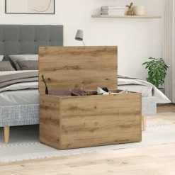 vidaXL Opbergkist 84x42x46 cm bewerkt hout artisanaal eikenkleurig