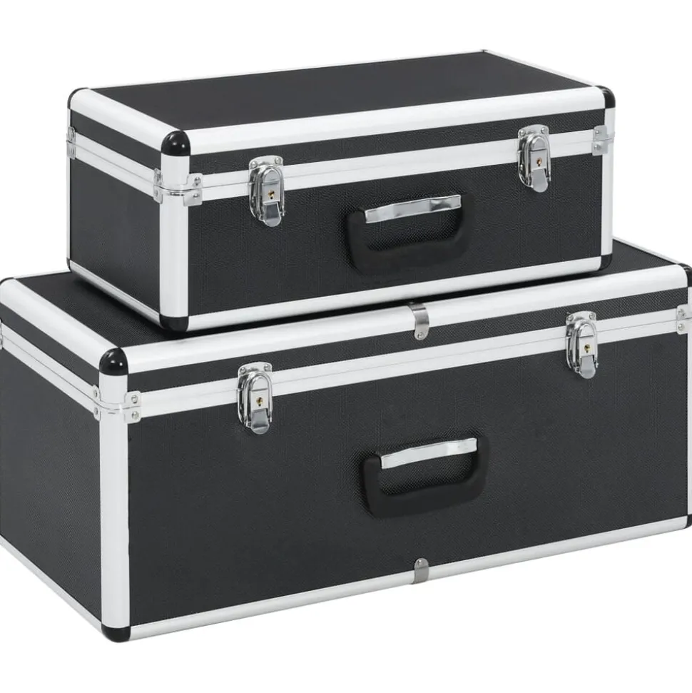 vidaXL Opbergkoffers 2 st aluminium zwart