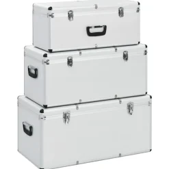 vidaXL Opbergkoffers 3 st aluminium zilverkleurig