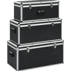 vidaXL Opbergkoffers 3 st aluminium zwart