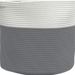 vidaXL Opbergmand Ø 40x35 cm katoen grijs en wit