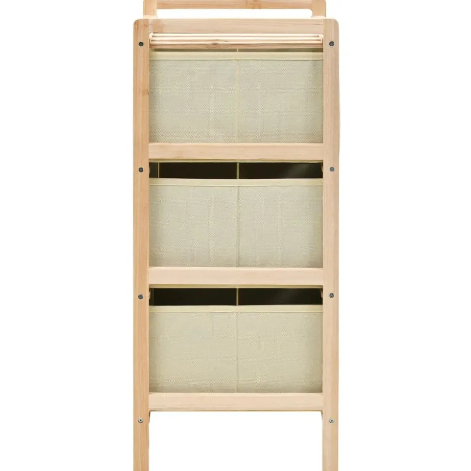 vidaXL Opbergmeubel met 3 stoffen manden cederhout beige