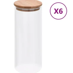 vidaXL Opbergpotten met bamboe deksel 6 st 1000 ml glas