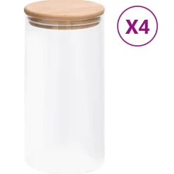 vidaXL Opbergpotten met bamboe deksels 4 st 1200 ml glas