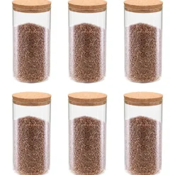 vidaXL Opbergpotten met kurken deksel 6 st 1400 ml glas