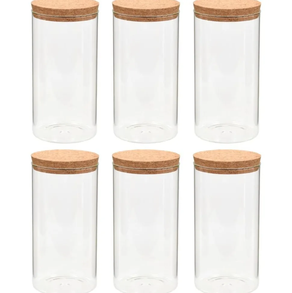 vidaXL Opbergpotten met kurken deksel 6 st 1100 ml glas