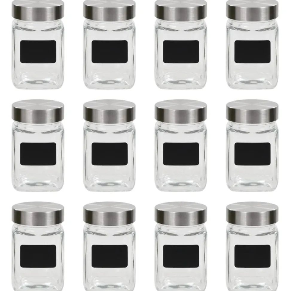 vidaXL Opbergpotten met stickers 12 st 300 ml
