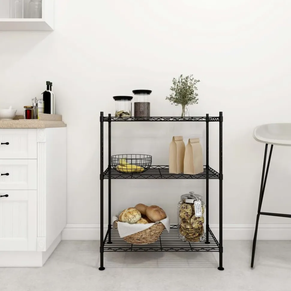 vidaXL Opbergrek 3-laags 150 kg 60x35x76 cm zwart