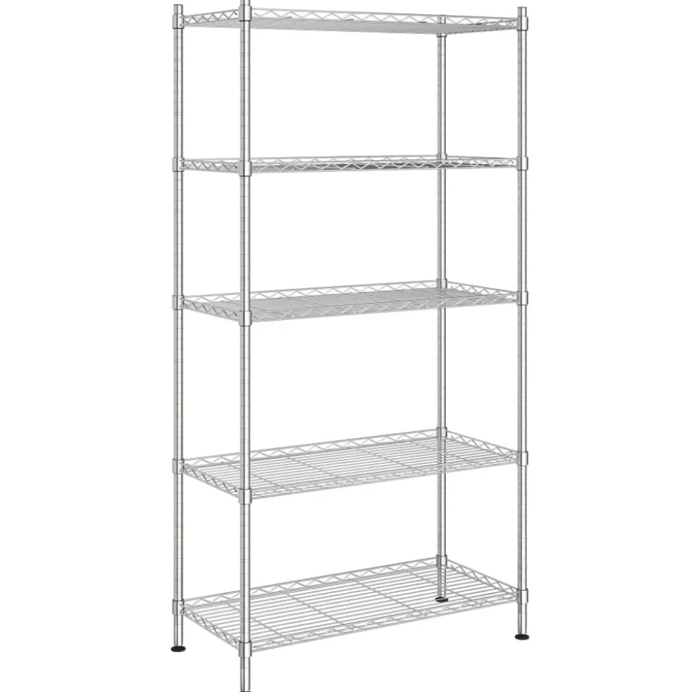 vidaXL Opbergrek 5-laags 250 kg 90x35x180 cm chroomkleurig