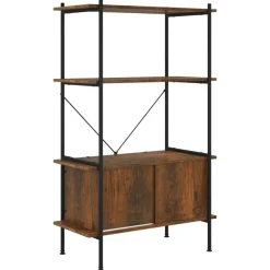 vidaXL Opbergrek 4-laags met kast 80x40x130 cm staal en bewerkt hout