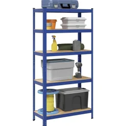vidaXL Opbergrek 5-laags staal & bewerkt hout blauw