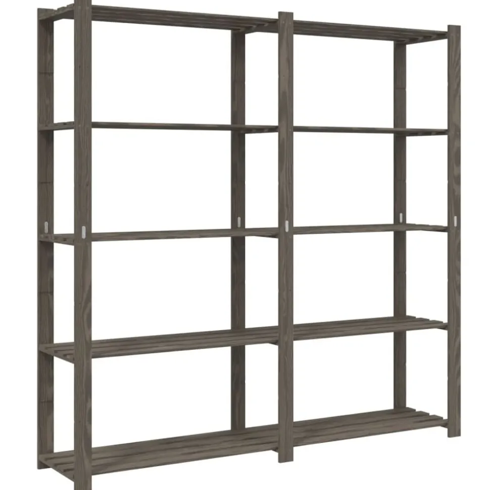 vidaXL Opbergrek 5-laags 170x38x170 cm massief grenenhout grijs