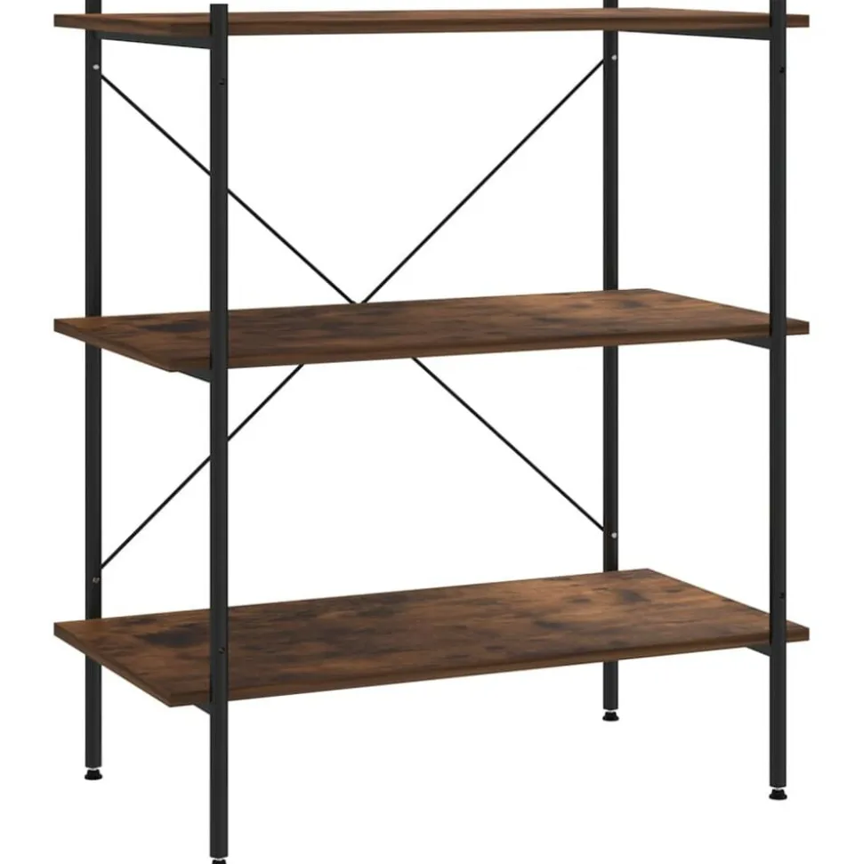 vidaXL Opbergrek 3-laags 80x40x92 cm zwart en naturel