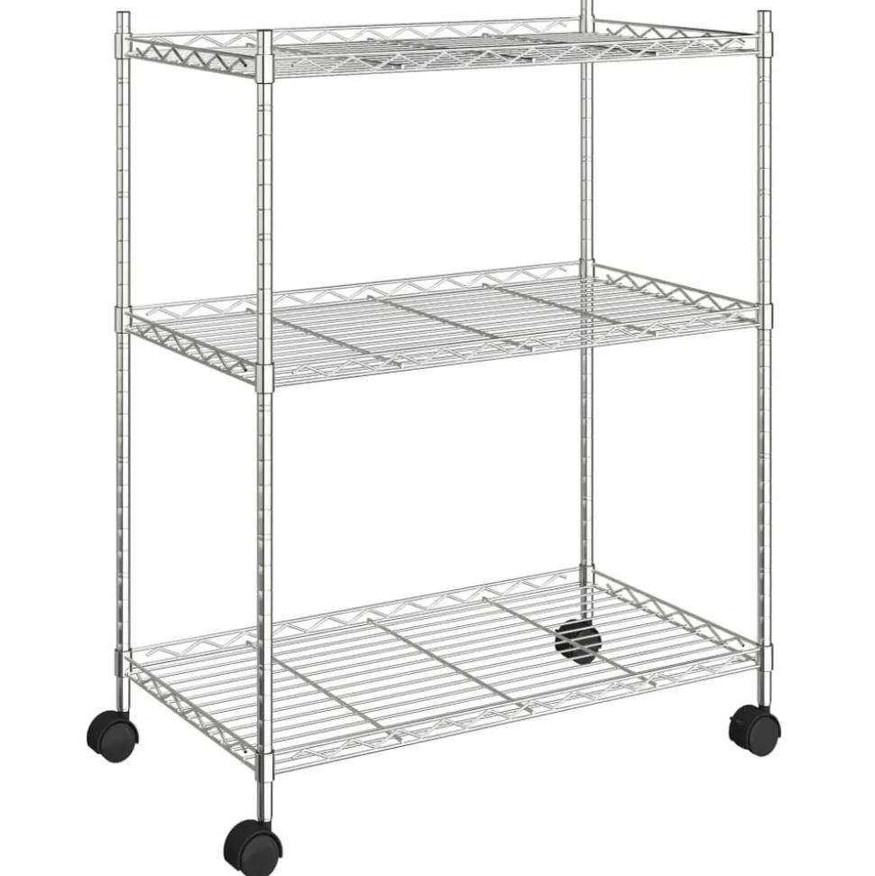 vidaXL Opbergrek met wielen 3-laags 150 kg 60x35x81 cm chroomkleurig