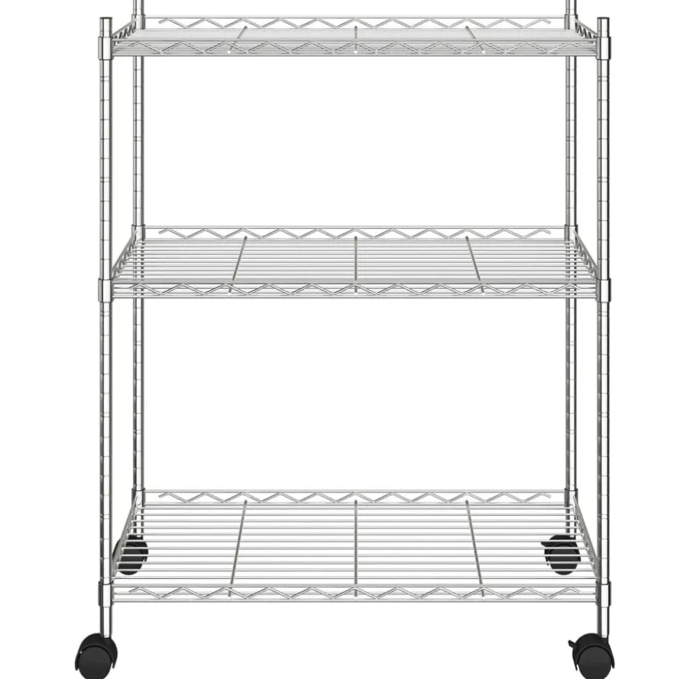 vidaXL Opbergrek met wielen 3-laags 150 kg 60x35x81 cm chroomkleurig