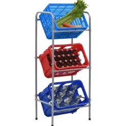 vidaXL Opbergrek voor 3 kratten 50x33x116 staal zilverkleurig