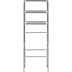 vidaXL Opbergrek voor boven toilet 3-laags 53x28x169 cm zilverkleurig