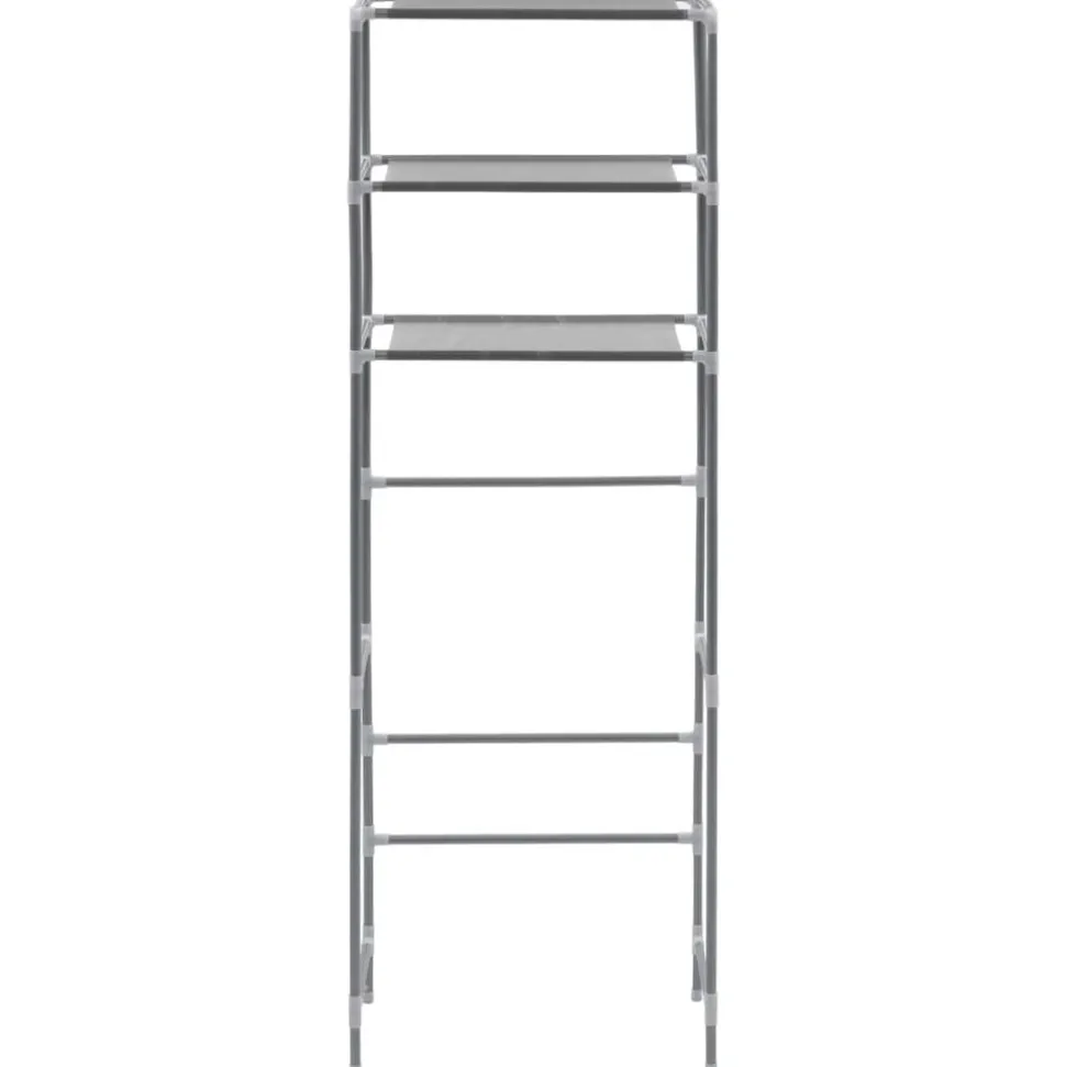 vidaXL Opbergrek voor boven toilet 3-laags 53x28x169 cm zilverkleurig