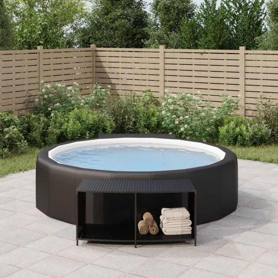 vidaXL Opbergschappen 2 st poly rattan zwart